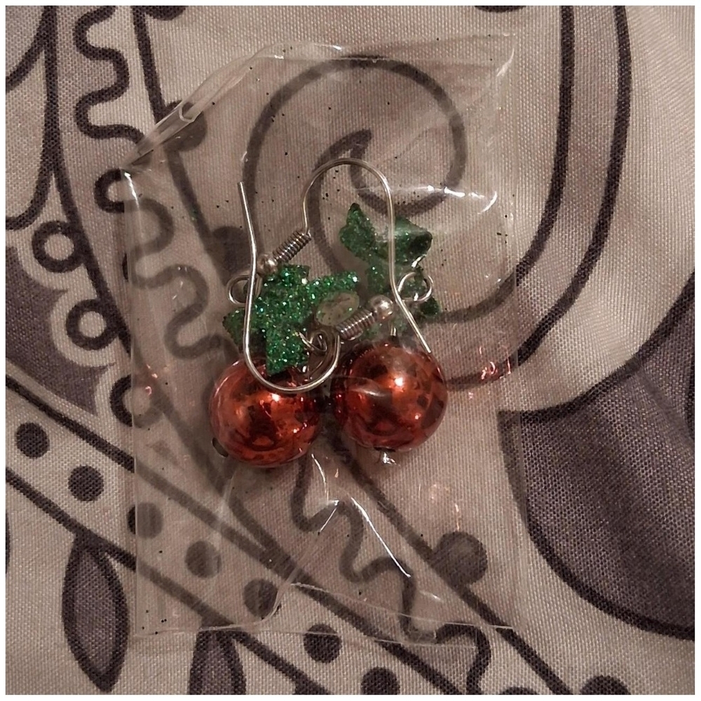Festive Green and Red Earrings